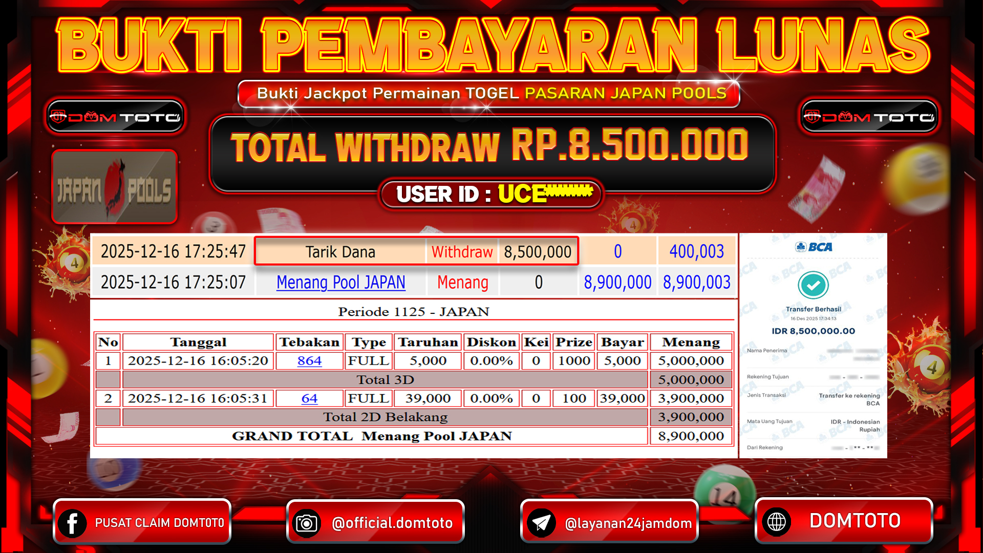 JACKPOT TOGEL Pool JAPAN 16 DECEMBER 2025